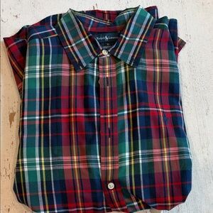 Ralph Lauren Red, Green & Navy Plaid Button-Down Shirt